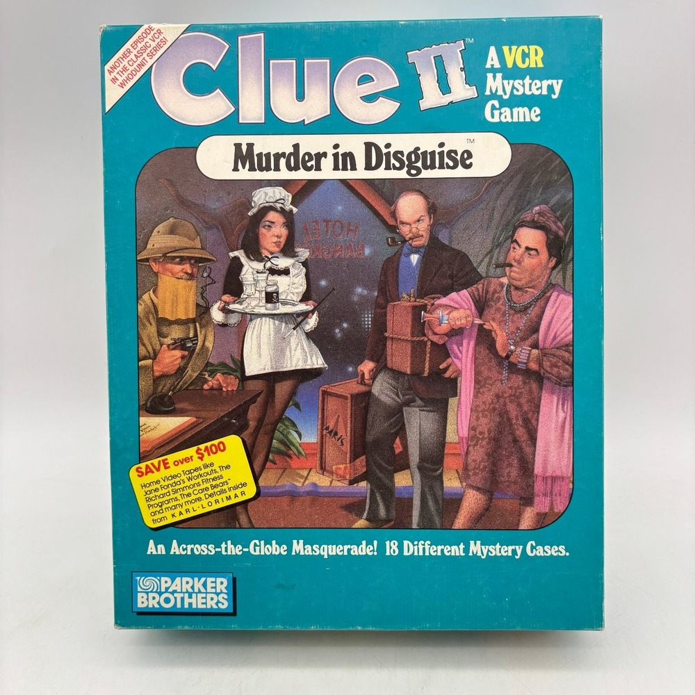 VTG 1987 Clue II Murder in Disguise VCR Mystery Game Parker Brothers COMPLETE